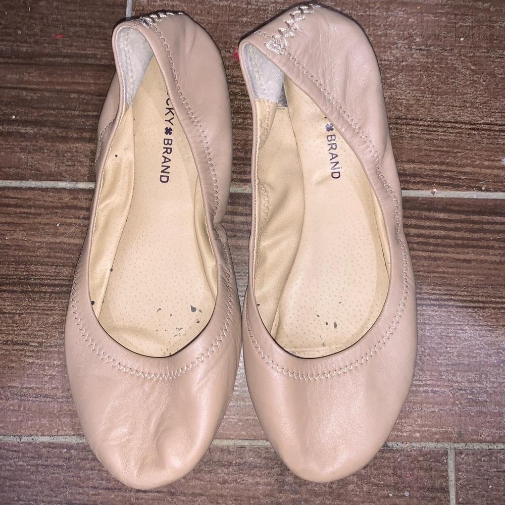 Tan/ Nude Lucky Brand Leather Ballerina Flats